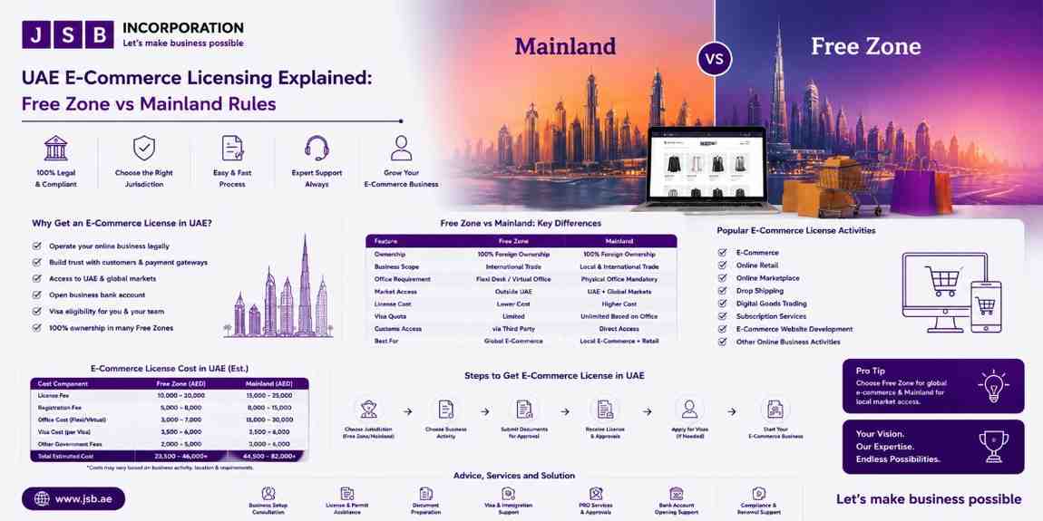 UAE E-Commerce Licensing Explained Free Zone vs Mainland Rules